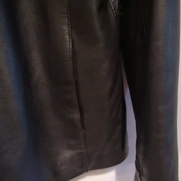 EMC Ladies Lightly Lined Black Full Zip Leather Jacket - Picture 4 of 10